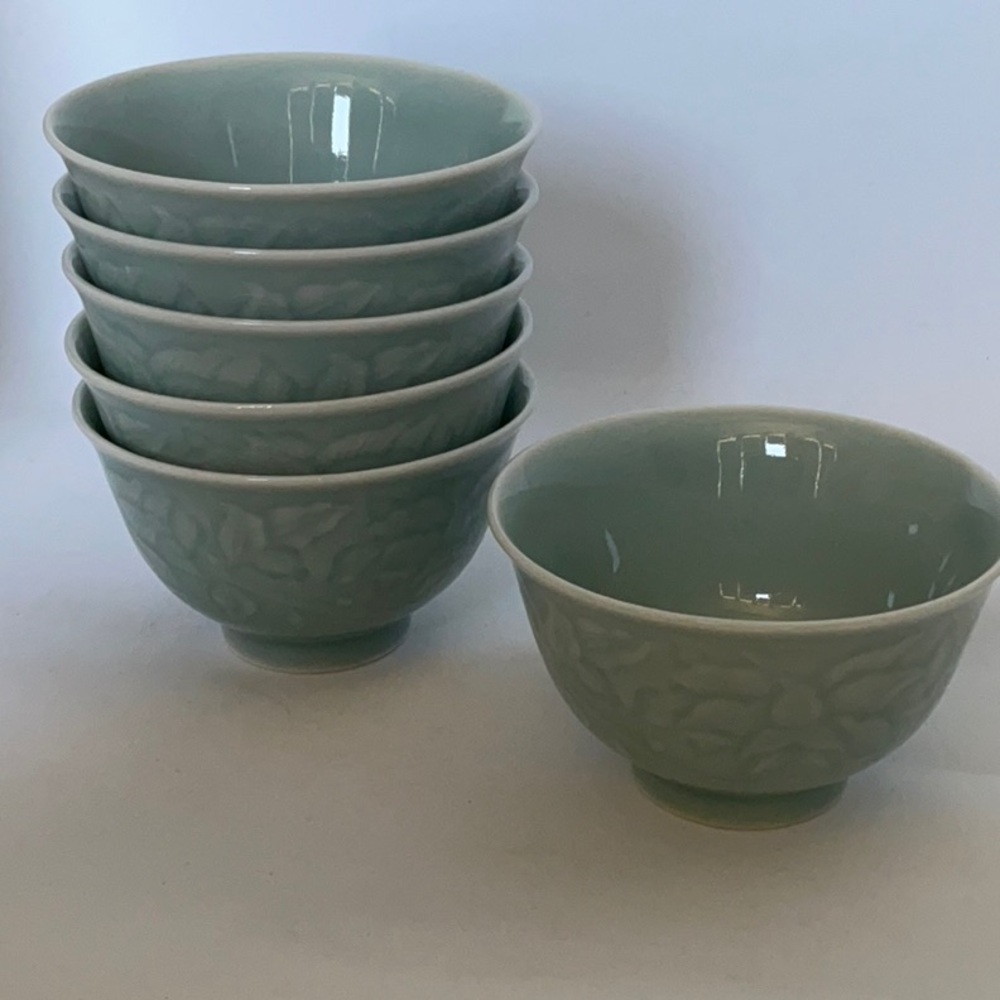 Celadon bowl/cup, Source Unknown, set of 6